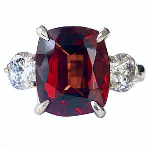 GIA 6.26 Carat Natural No Heat Burma Red Spinel Diamond Engagement Platinum Ring