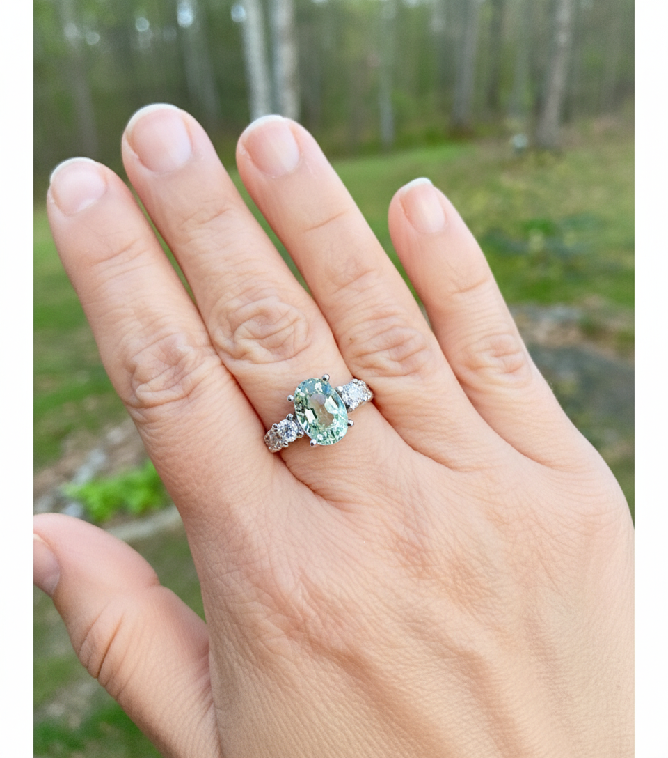 Certified 4.38 Carat Untreated Fine Sapphire and Diamond Engagement Ring