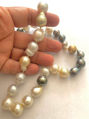 Baroque South Sea Pearl Gold Necklace 20 Inch