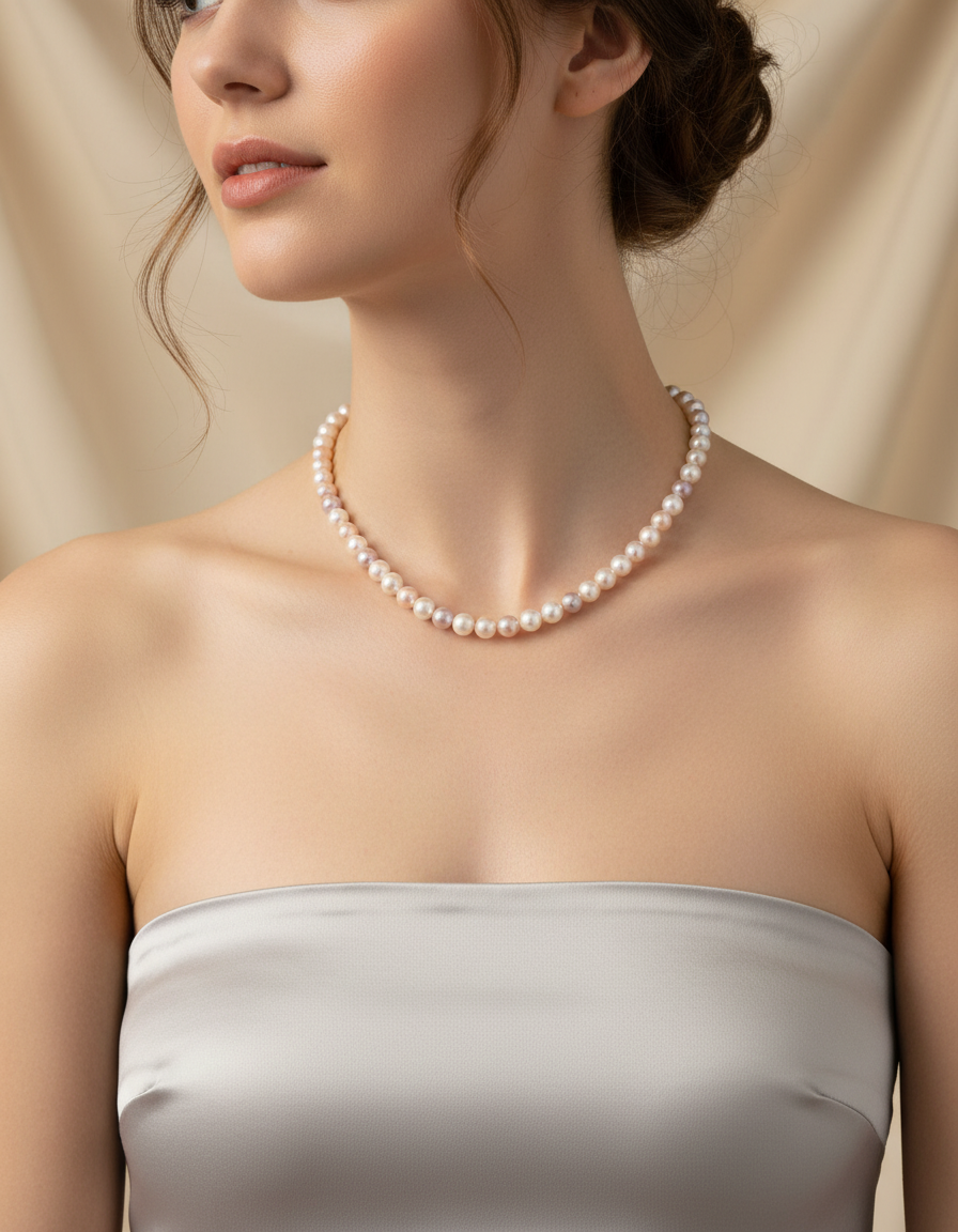 Cultured Pearl Necklace Yellow Gold