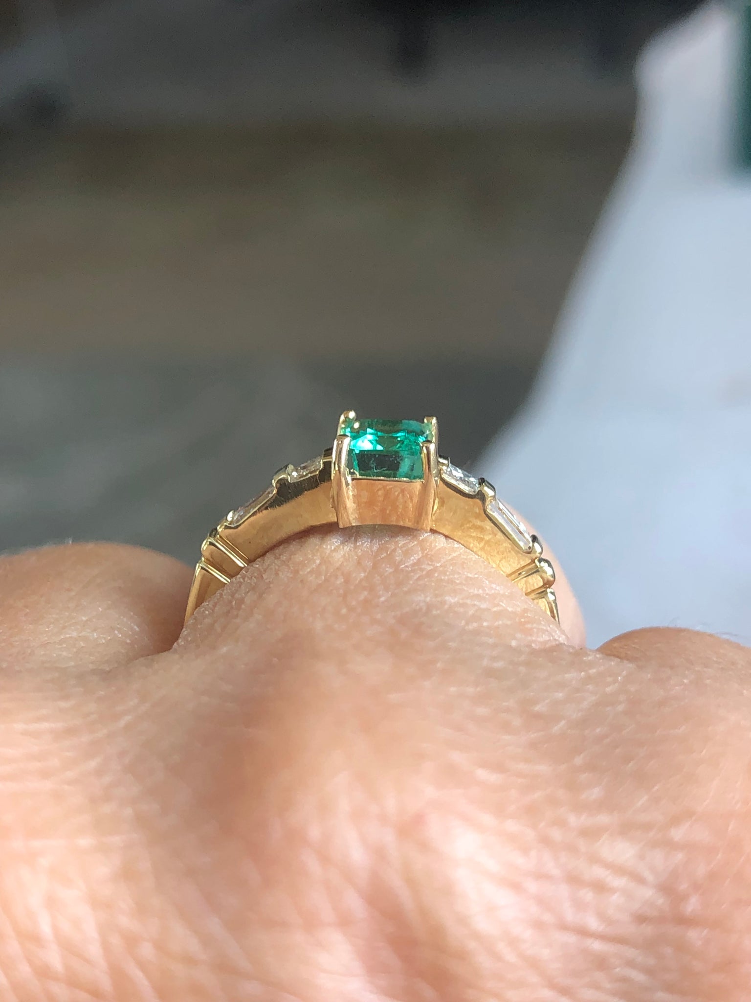 Emerald Diamond Yellow Gold 18K Engagement Ring