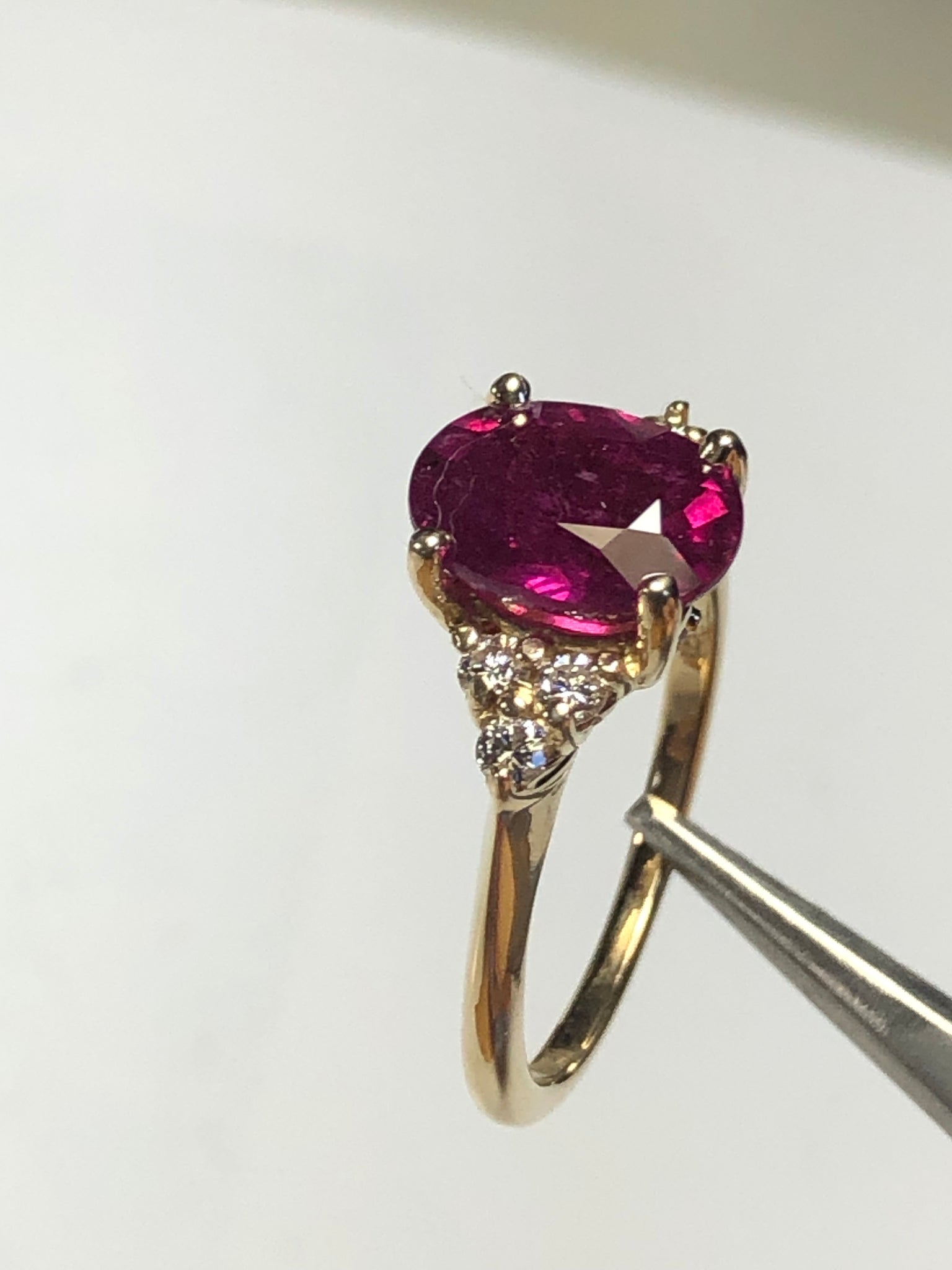 Estate 3.00 Carat Treated Ruby Diamond Cocktail Ring and 14 Karat
