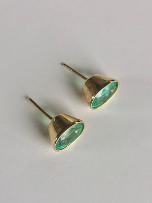 6.00 Carat Natural Colombian Emerald Stud Earrings 18 Karat Gold