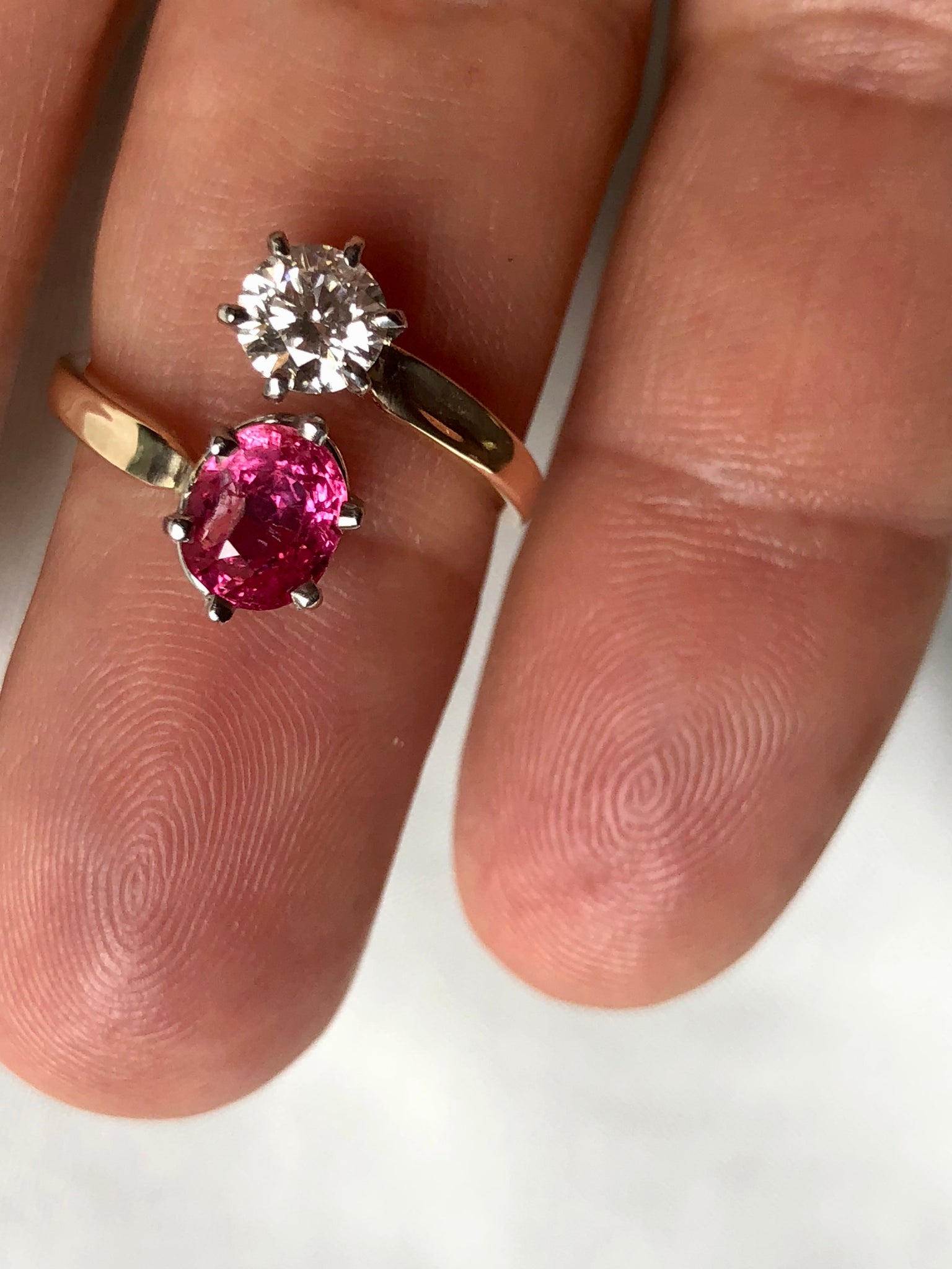 Ruby and Diamond Bypass Engagement Ring