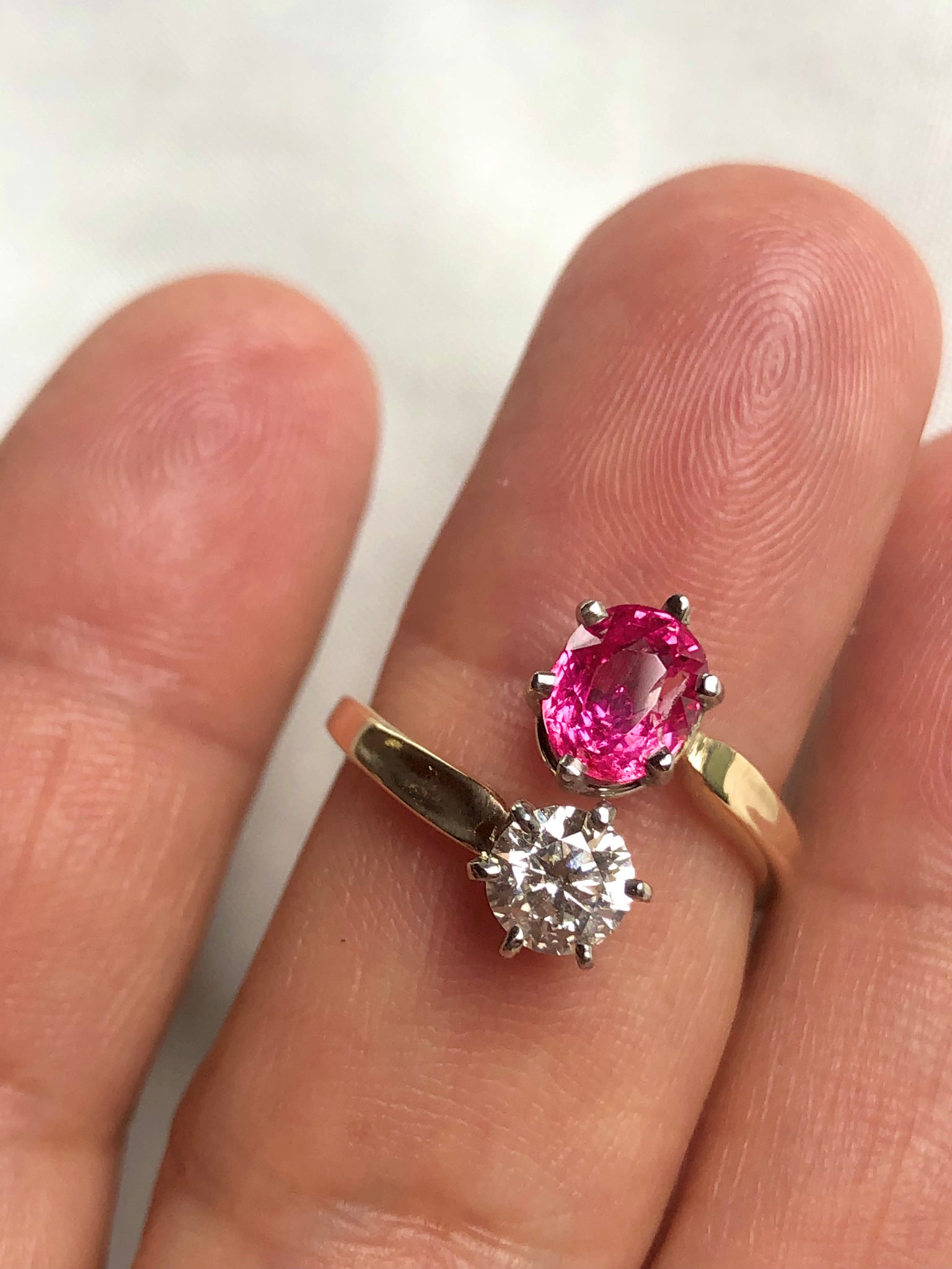 Ruby and Diamond Bypass Engagement Ring