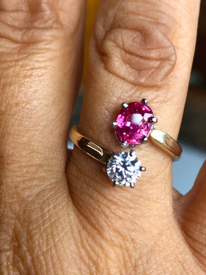 Ruby and Diamond Bypass Engagement Ring