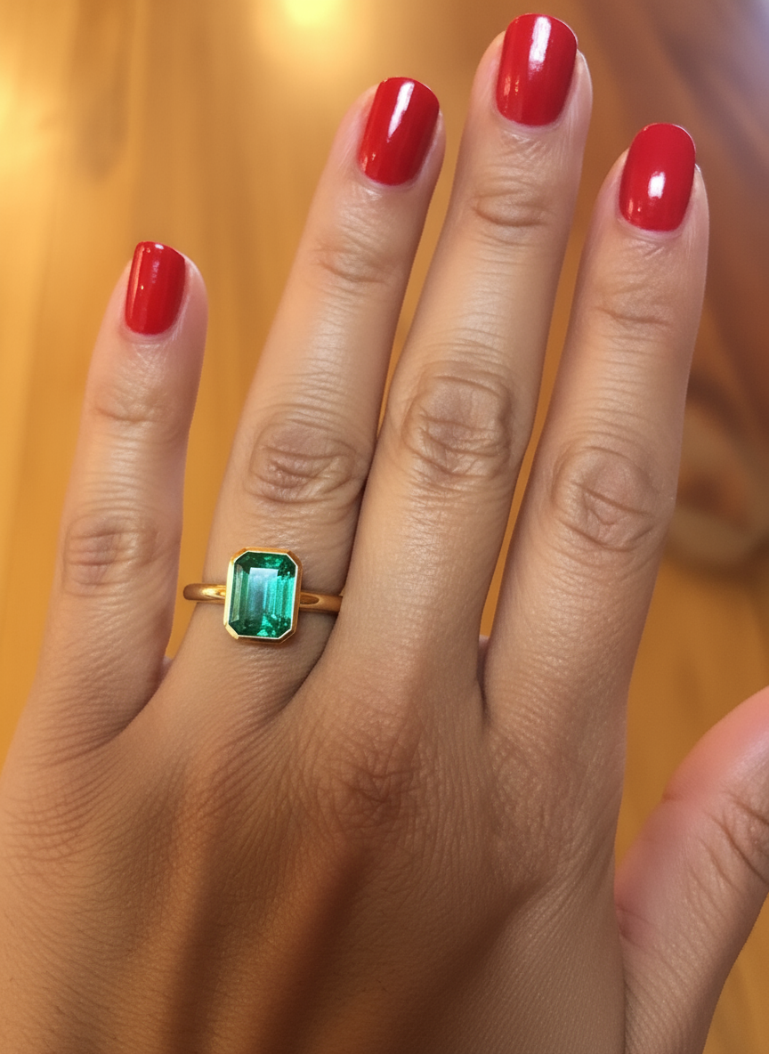 Emeralds Maravellous Solitaire Natural Colombian Emerald 18K Engagement Ring