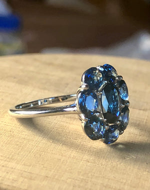 Sapphire Cocktail Full Circle Engagement Ring 18K White Gold