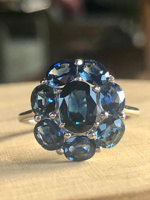 Sapphire Cocktail Full Circle Engagement Ring 18K White Gold