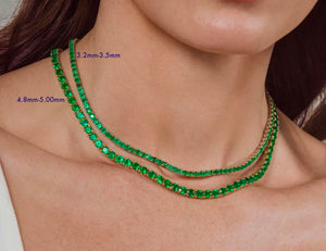 21.00 Carat AAA+ Colombian Emerald Tennis Necklace 18 Karat Yellow Gold