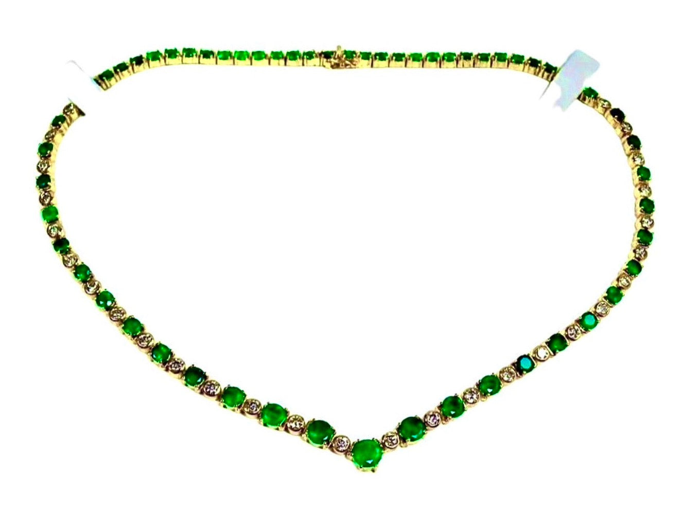 22.00ct AAA Colombian Emerald Diamond Necklace 18k Gold *Stunning*