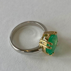 Solitaire Ring Natural Colombian Emerald Gold 18K