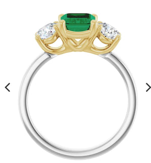 2.00 Carats Colombian Emerald Diamond Engagement Ring 18K White/Yellow