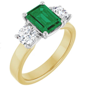 2.00 Carats Colombian Emerald Diamond Engagement Ring 18K White/Yellow