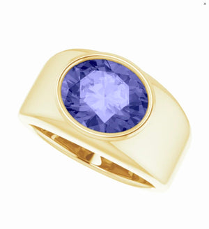 Vivid Violet Purple Spinel Oval Cut 6.09 Carats Unisex Gold Ring