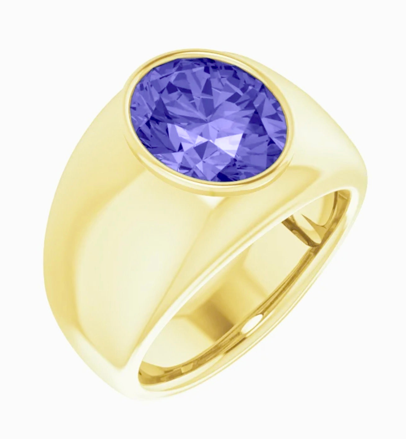 Vivid Violet Purple Spinel Oval Cut 6.09 Carats Unisex Gold Ring