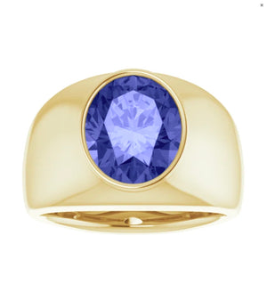 Vivid Violet Purple Spinel Oval Cut 6.09 Carats Unisex Gold Ring