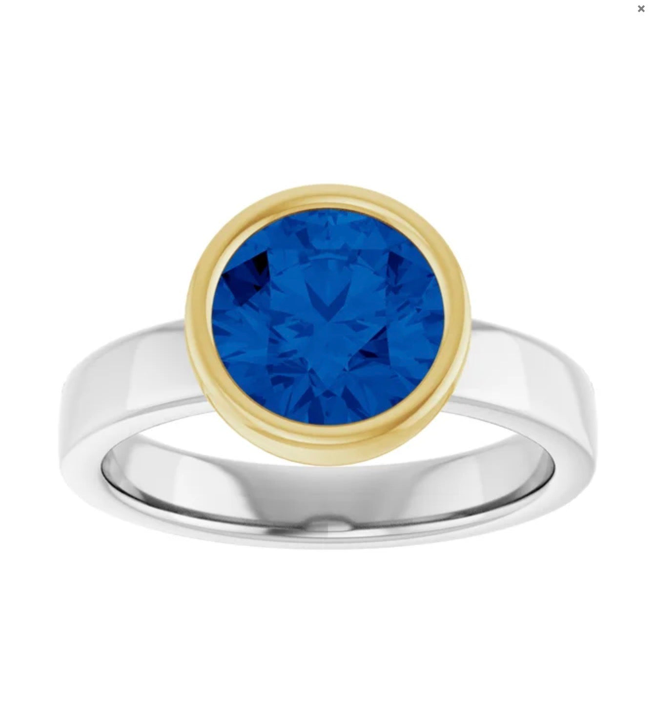 Blue Sapphire Round Cut 7.1mm Solitaire Ring 18K Gold