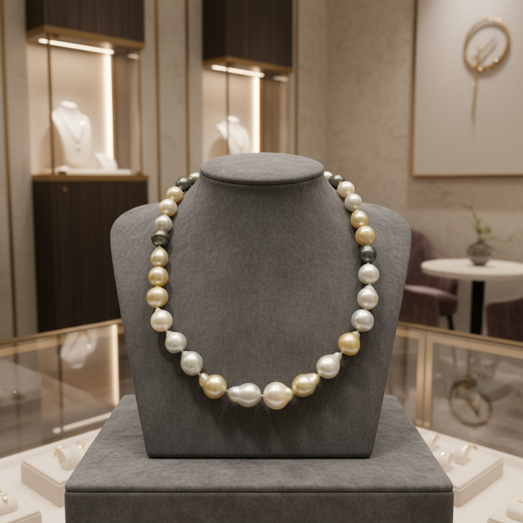 Baroque South Sea Pearl Gold Necklace 20 Inch – EmeraldsMaravellous