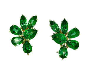 Colombian Emerald Multi Stone Cocktail Stud  Earrings 18K