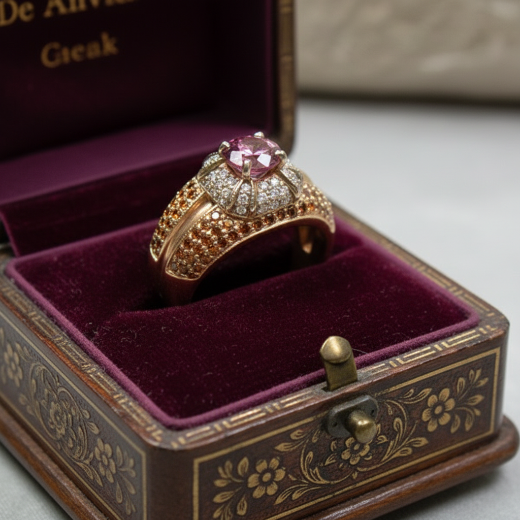 2.04ct  Padparadscha Sapphire & Diamond Ring 14K Rose Gold