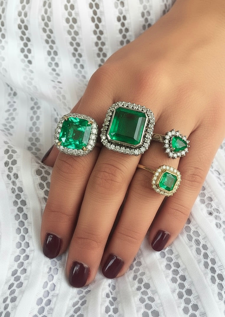 7.73ct Certified Fine Natural Colombian Emerald Diamond 18K Ring