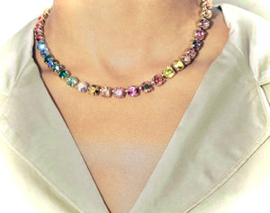 44.00 Carats Multicolor Ceylon Sapphire Necklace in Gold