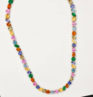 44.00 Carats Multicolor Ceylon Sapphire Necklace in Gold