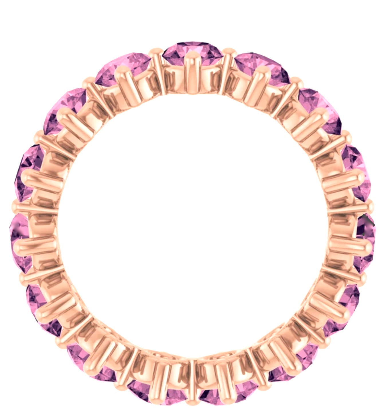 Pink Spinel Eternity Band Gold Ring 4.2mm