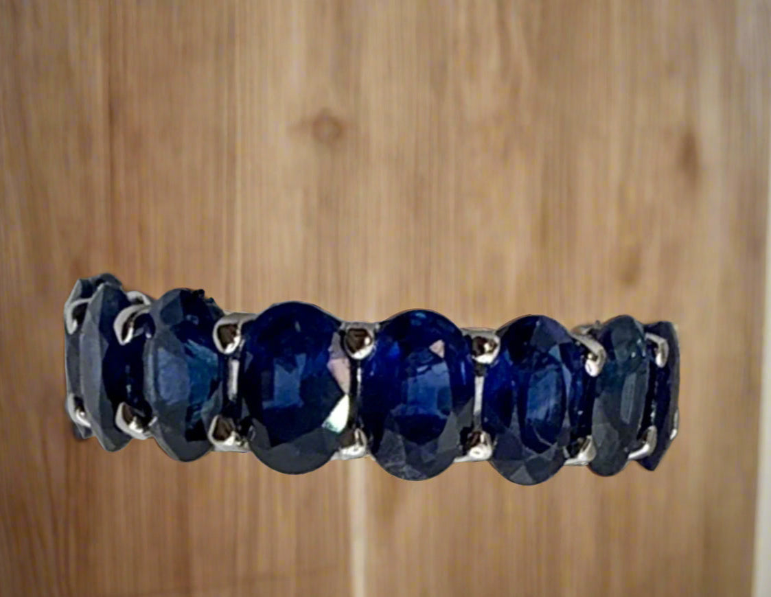 3.25 Carats Blue Sapphire Eternity Band Ring Platinum