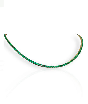 21.00 Carat AAA+ Colombian Emerald Tennis Necklace 18 Karat Yellow Gold