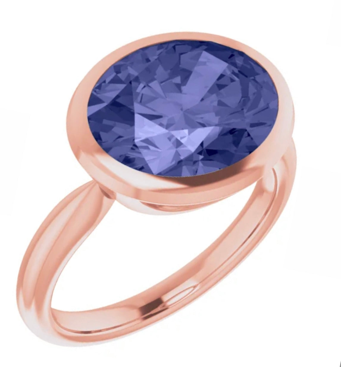 Oval Cut Bezel Set Violet Purple Spinel 6.09 Carat Rose Gold Engagement Ring