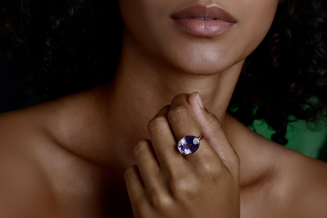 Oval Cut Bezel Set Violet Purple Spinel 6.09 Carat Rose Gold Engagement Ring