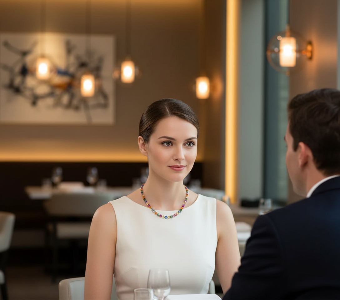 44.00 Carats Multicolor Ceylon Sapphire Necklace in Gold