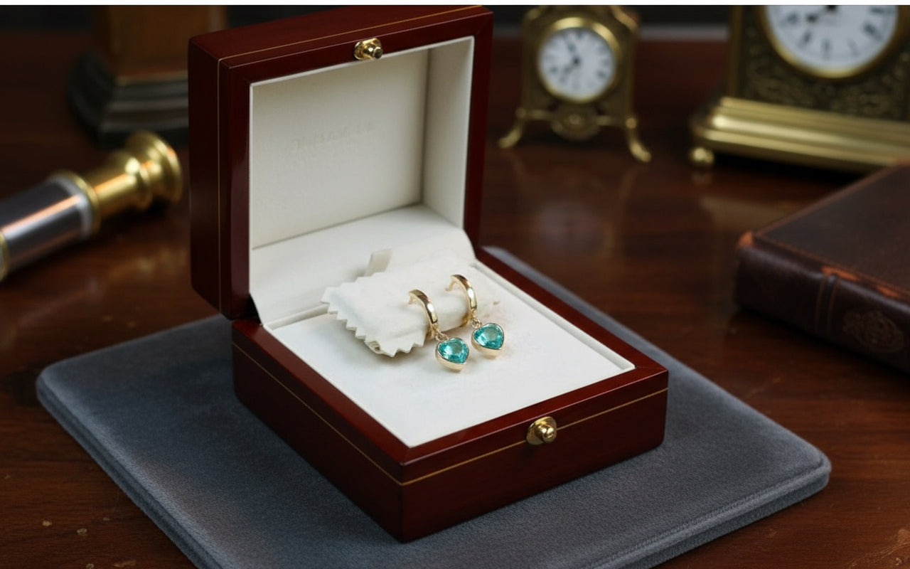 Heart Shape Colombian Emerald 18 Karat Yellow Gold Dangle Earrings