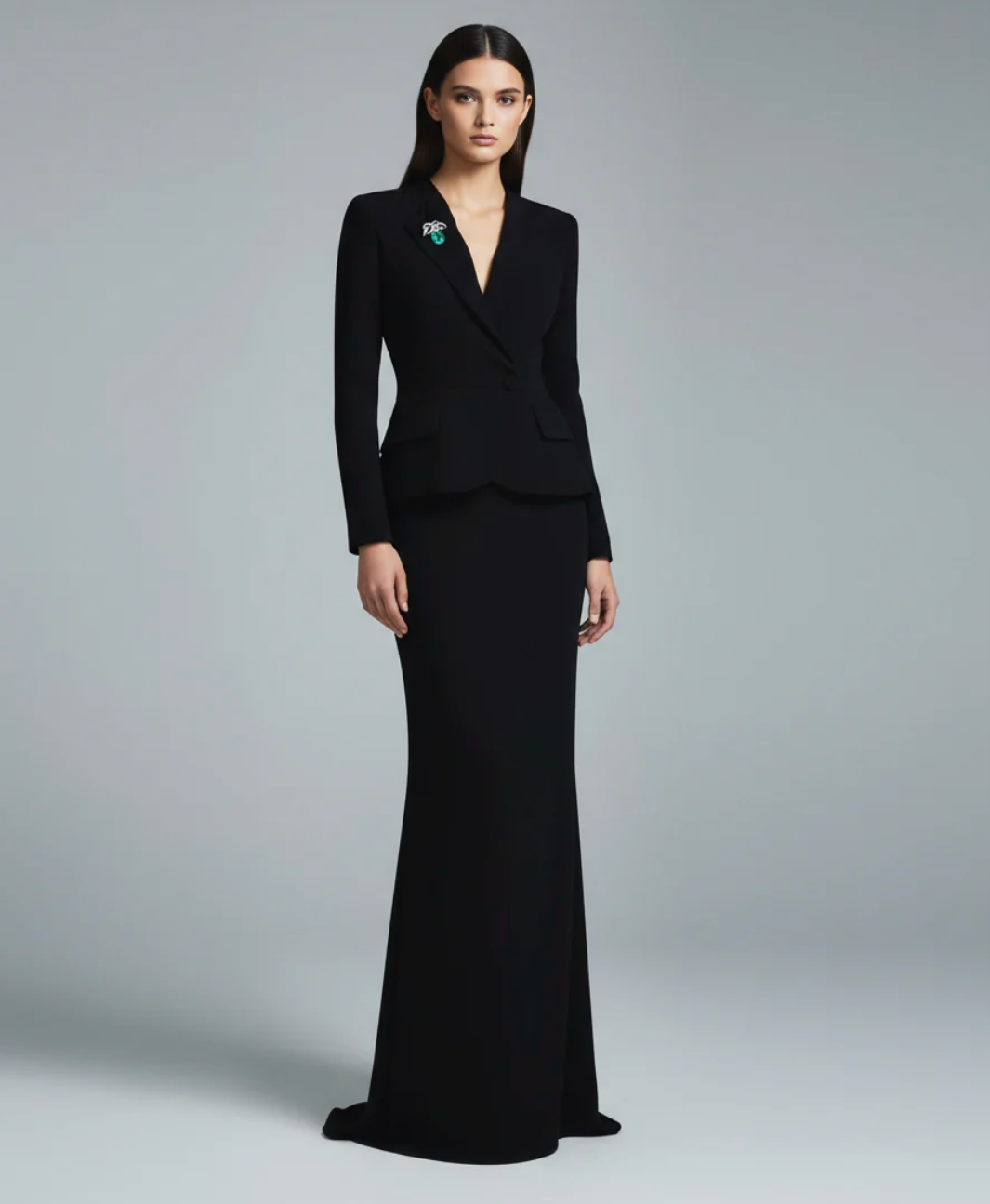 18.76 Carat Certified Colombian Emerald and Diamond Platinum Brooch Pendant