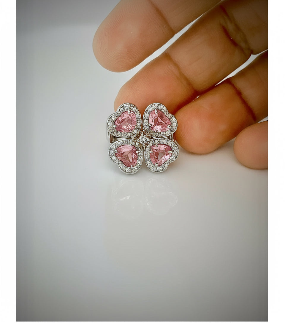 GIA 6.20 Carat Padparadscha Sapphire Diamond Flower Ring 18K