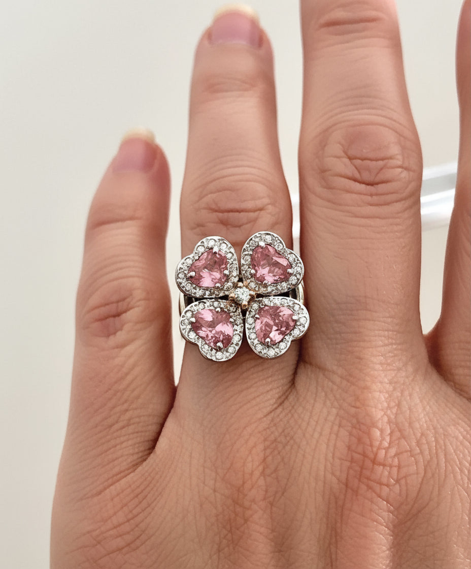 GIA 6.20 Carat Padparadscha Sapphire Diamond Flower Ring 18K