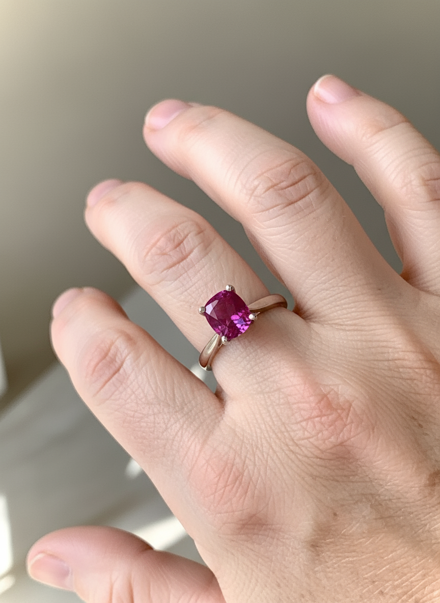 2.48 Carat Certified Untreated Ruby Engagement Solitaire Ring Platinum