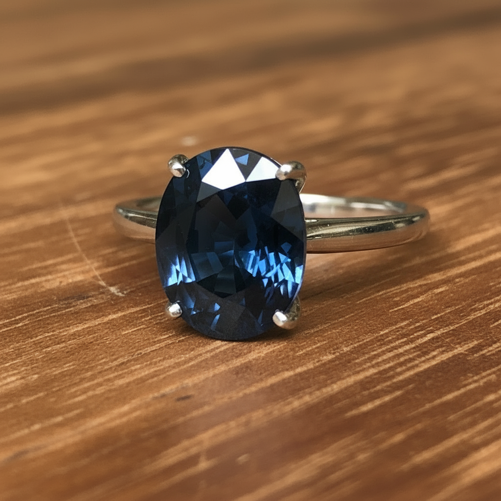 3.80 Carat Solitaire Engagement Sapphire Platinum Ring