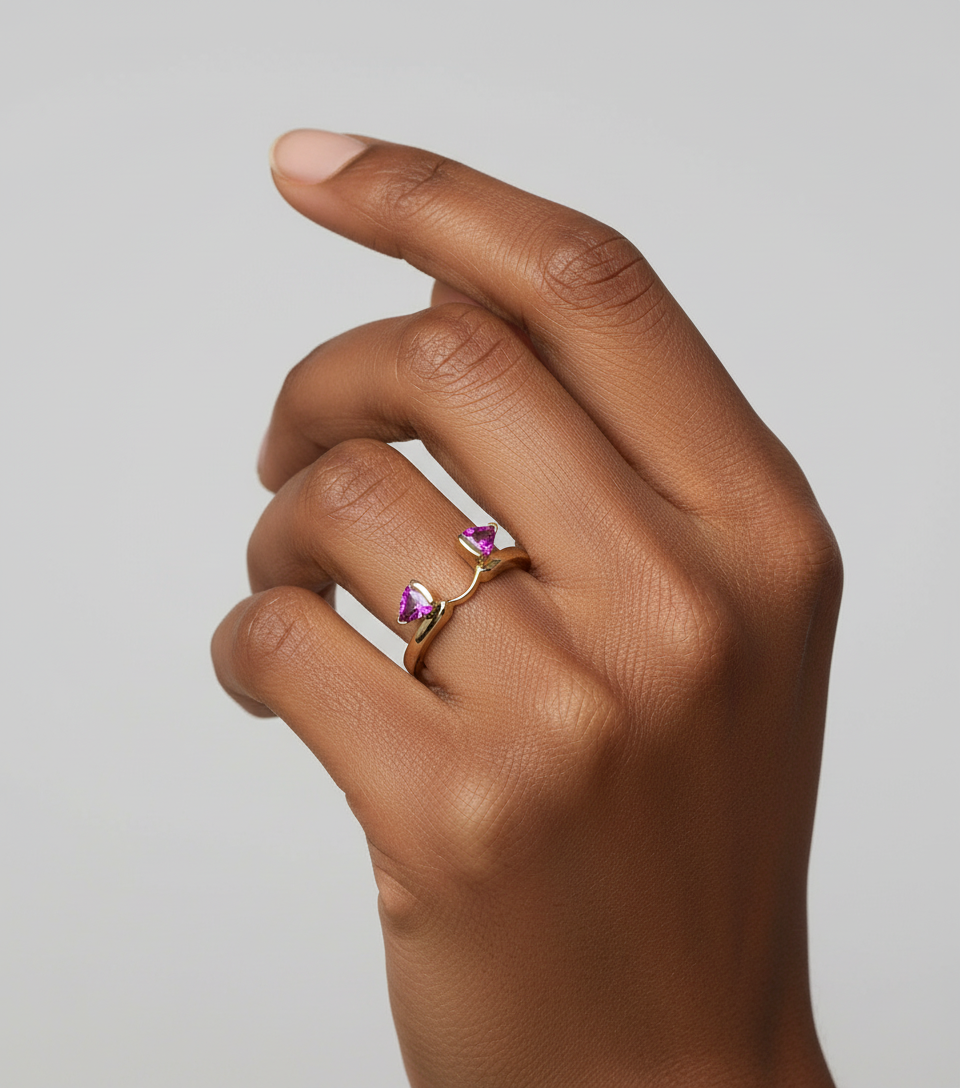 Trillion Natural Burma Ruby Wrap-Style Ring Enhancer 14K Gold