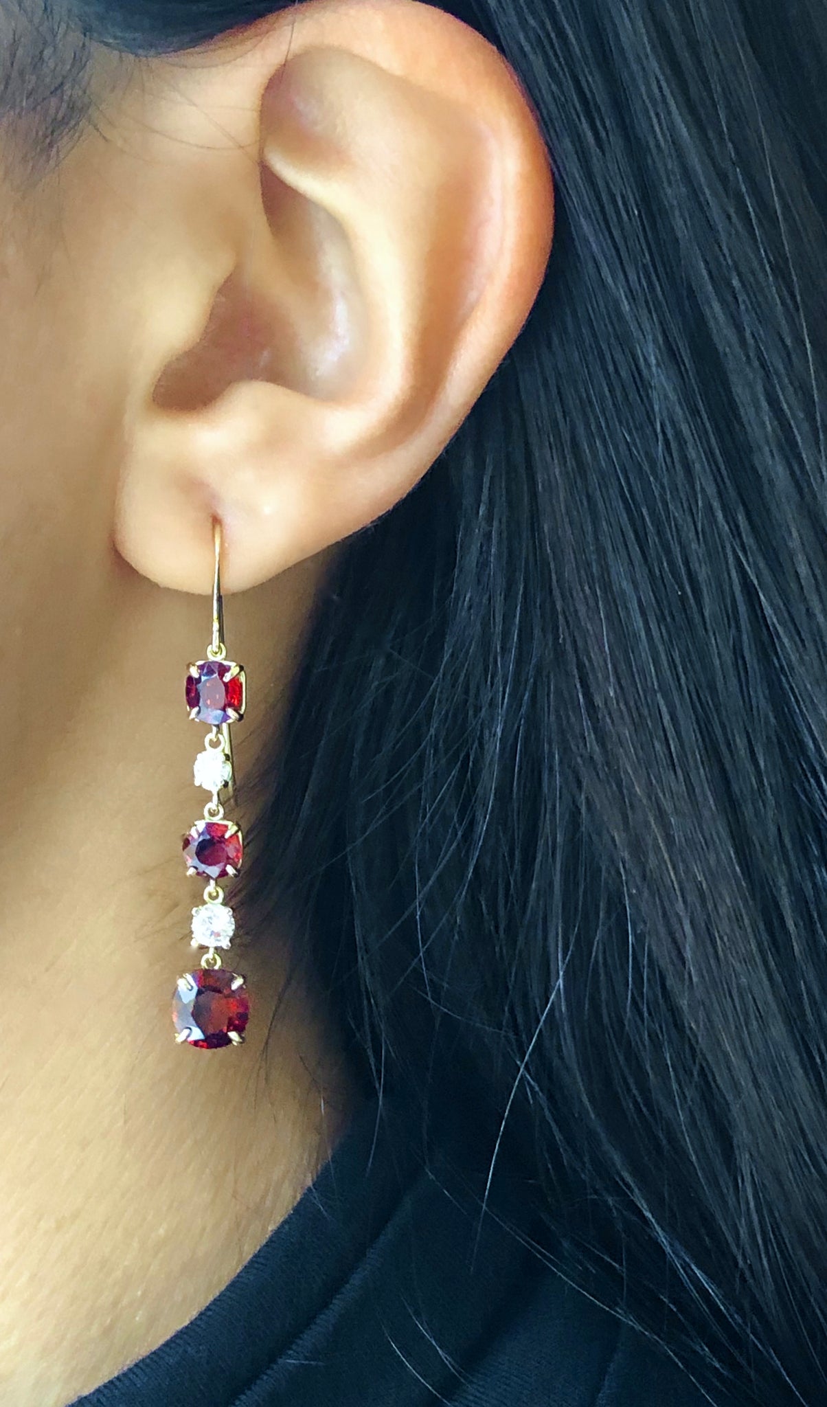 No Heat Red Spinel and Diamond Drop Earring 6.79 Carats