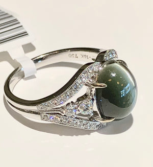 6.00 Carat Cat's Eye Chrysoberyl Diamond 18K Gold Engagement Ring