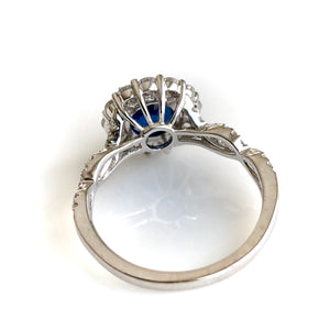 2.20 Carat Sapphire Diamond Infinity Inspired Engagement Ring 18K White Gold