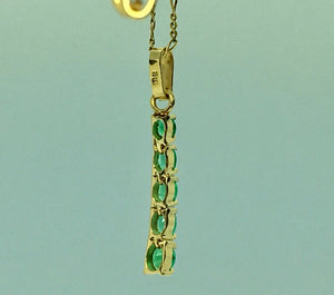 Fine 1.00ct Colombian Natural Emerald Pendant 18k Yellow Gold