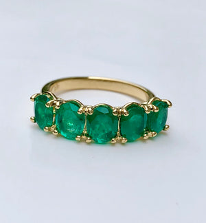 Five Stone Emerald 18K Gold Ring
