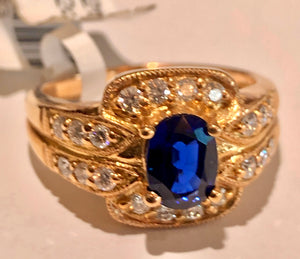 Royal Blue sapphire and Diamonds Ring 18 Karat Rose Gold