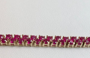 Two-Row 11.00 Carat Ruby Bracelet Yellow Gold
