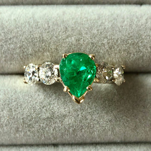 3.66 Carat Colombian Emerald and Diamond Engagement Ring 14K
