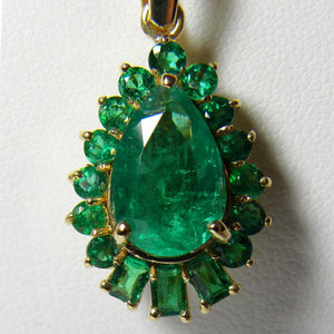 5.20ct AAA Color Natural Colombian Emerald Solitaire Pendant 18k Gold